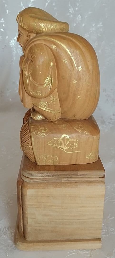 大黒天像【金彩有り】 大自在天 だいこくさま ◆白檀 木彫 仏像