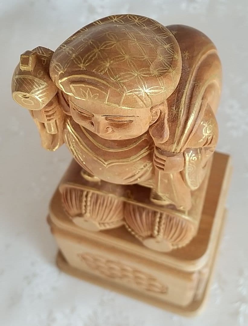 大黒天像【金彩有り】 大自在天 だいこくさま ◆白檀 木彫 仏像