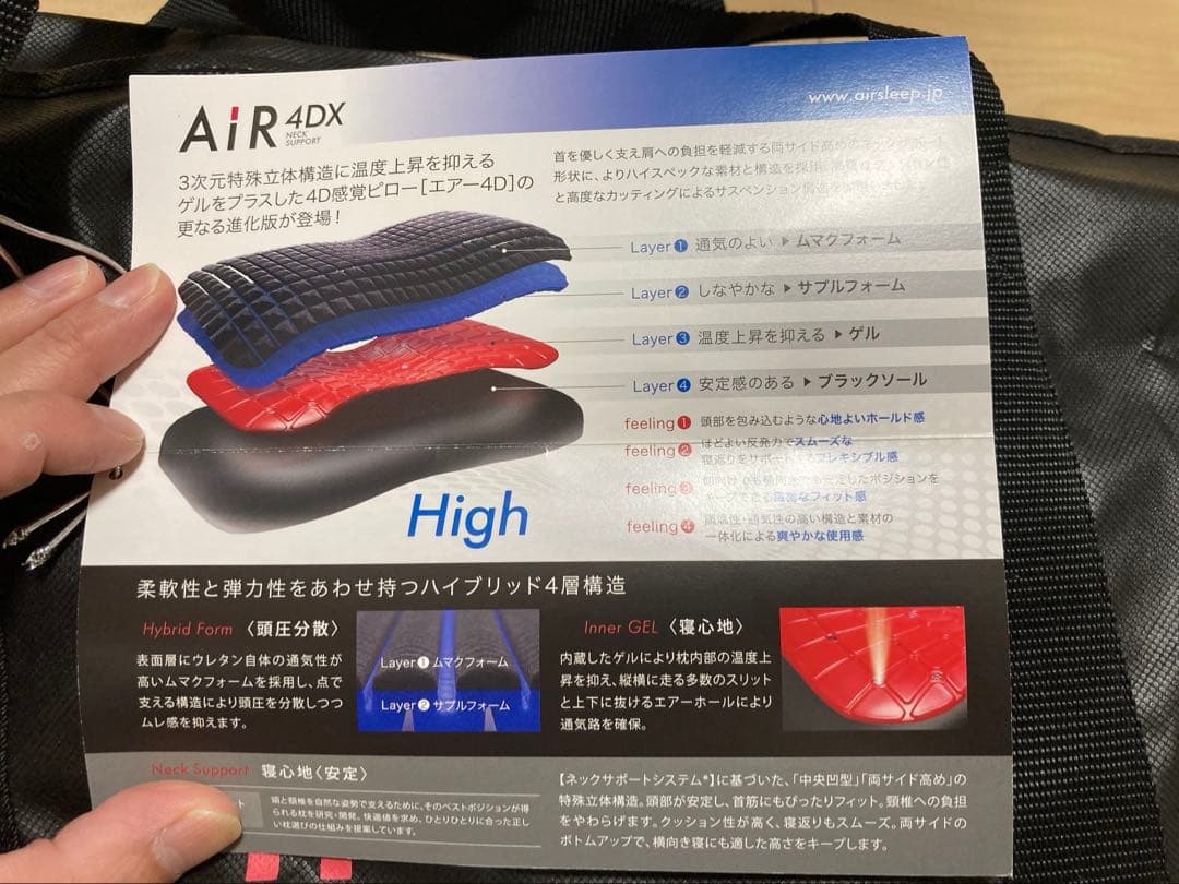 【中古】　エアー4DX ピロー　High 西川　枕