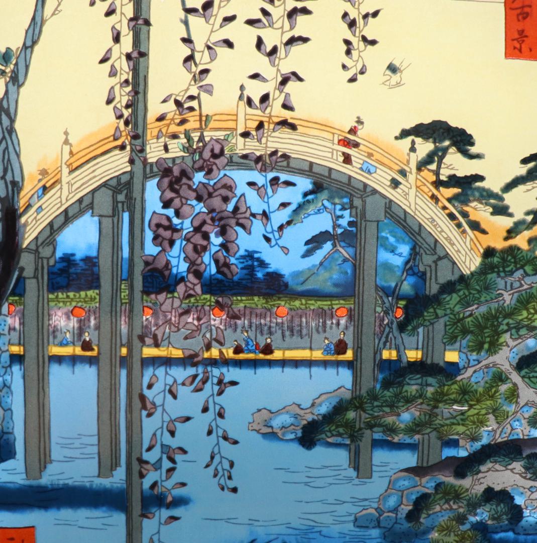 浮世絵 歌川広重 亀戸天神境内 ヴィンテージステンドグラス 珍品 名所江戸百景