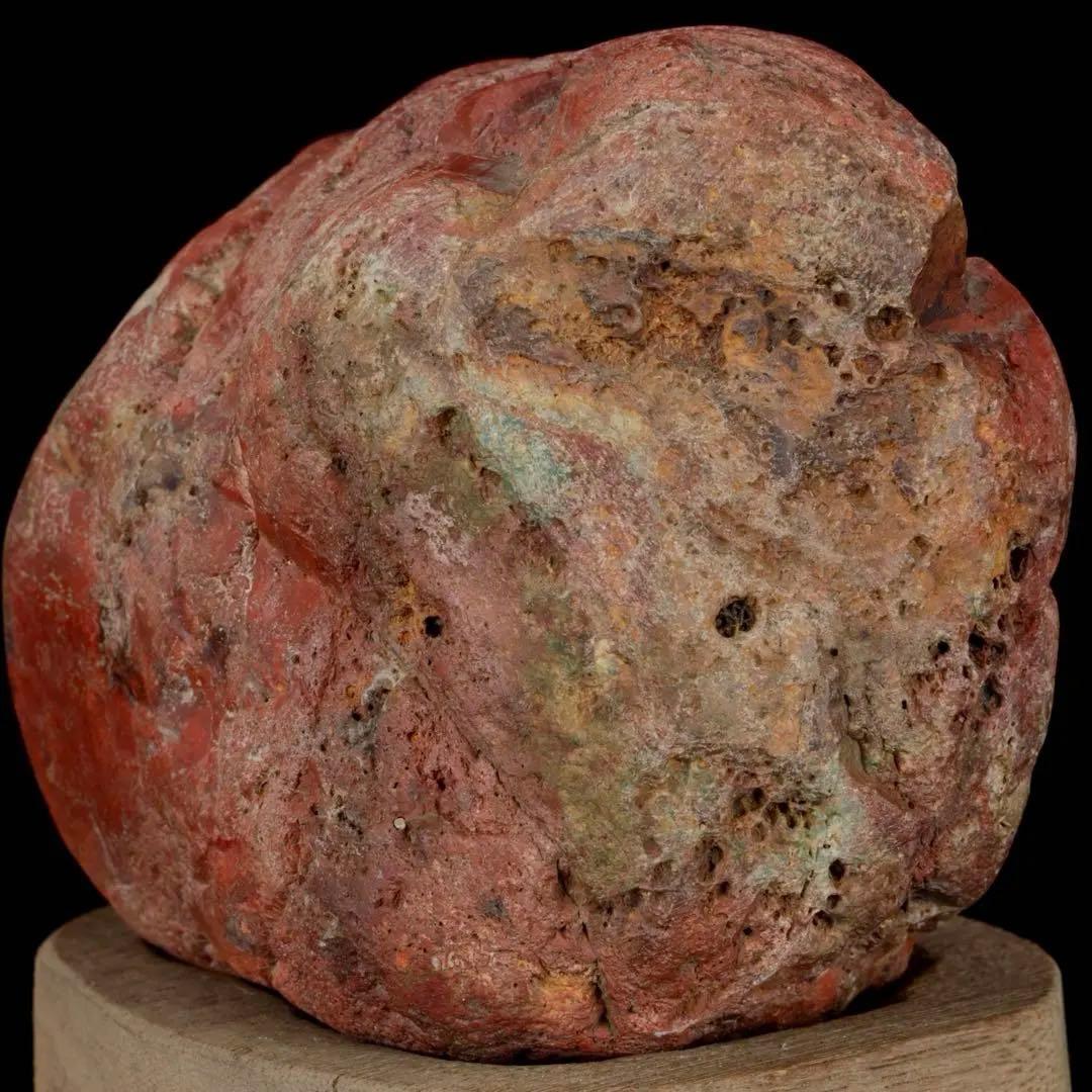 佐渡 赤玉石 赤石 碧玉 台座付 1.6kg 水石 鑑賞石 天然石 盆石 飾石