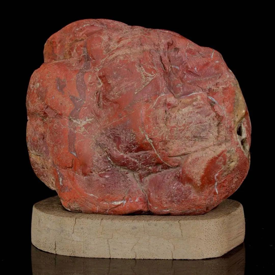 佐渡 赤玉石 赤石 碧玉 台座付 1.6kg 水石 鑑賞石 天然石 盆石 飾石