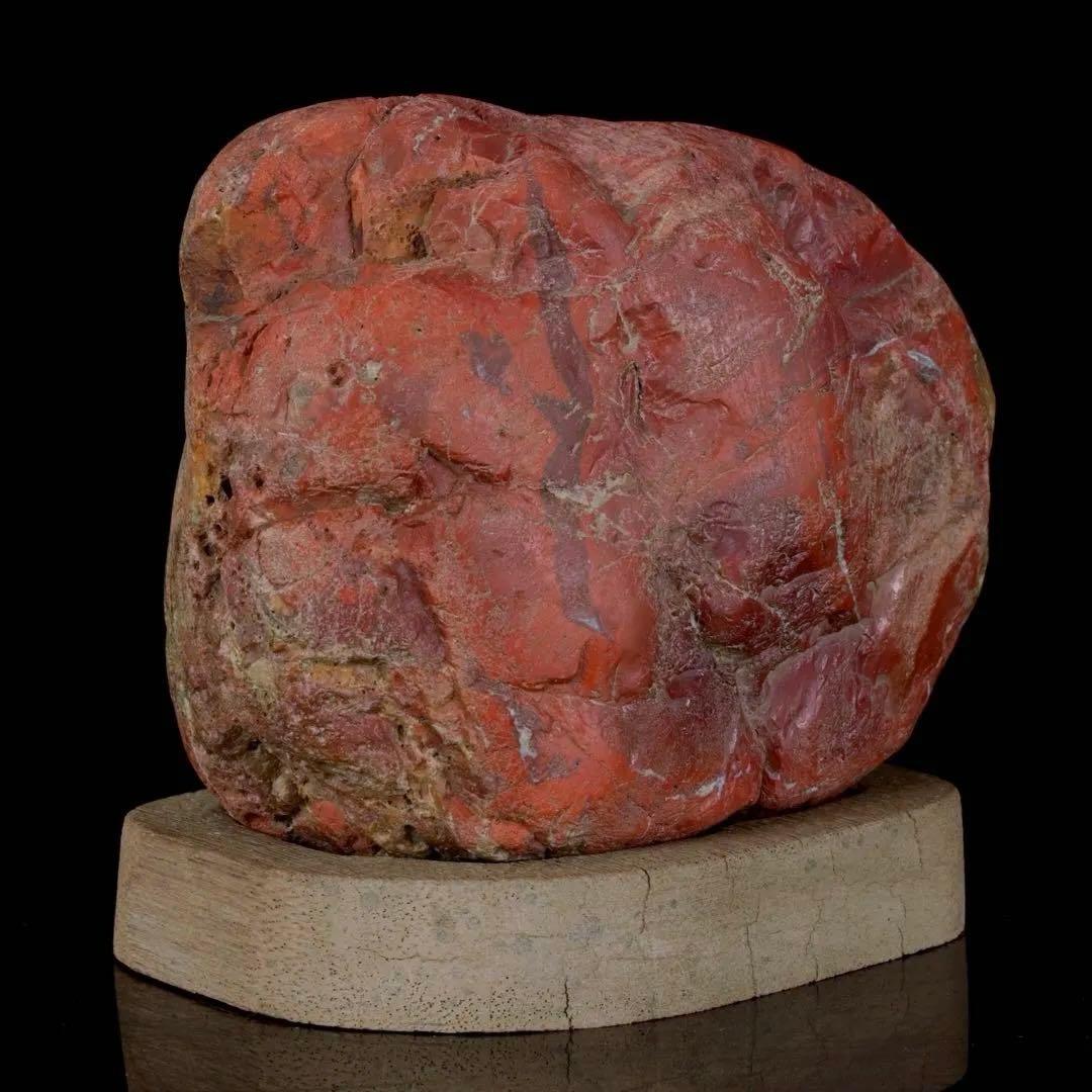 佐渡 赤玉石 赤石 碧玉 台座付 1.6kg 水石 鑑賞石 天然石 盆石 飾石