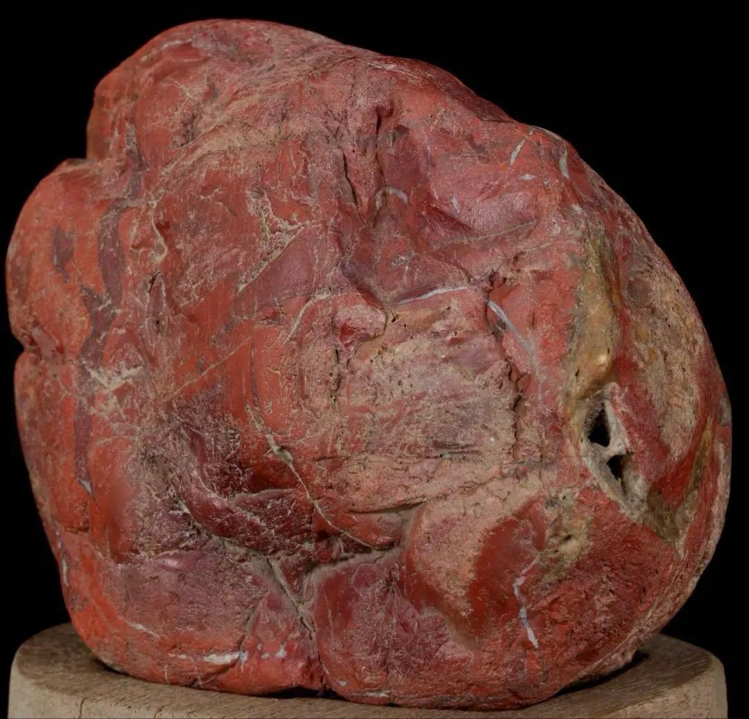 佐渡 赤玉石 赤石 碧玉 台座付 1.6kg 水石 鑑賞石 天然石 盆石 飾石