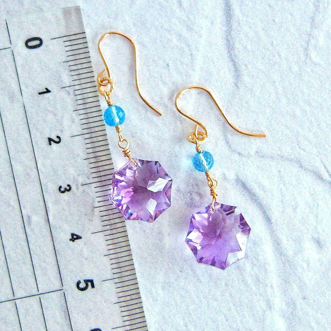 ご予約済　宝石質✨アメジスト　コンケーブ　ソレイユ　ピアス　14kgf