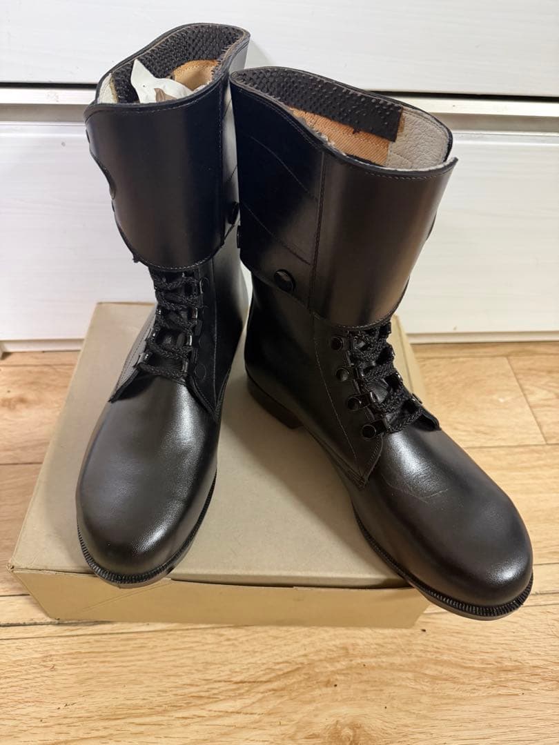 警察隊使用 編み上げブーツ 予備品 未使用 本革 25.5cm
