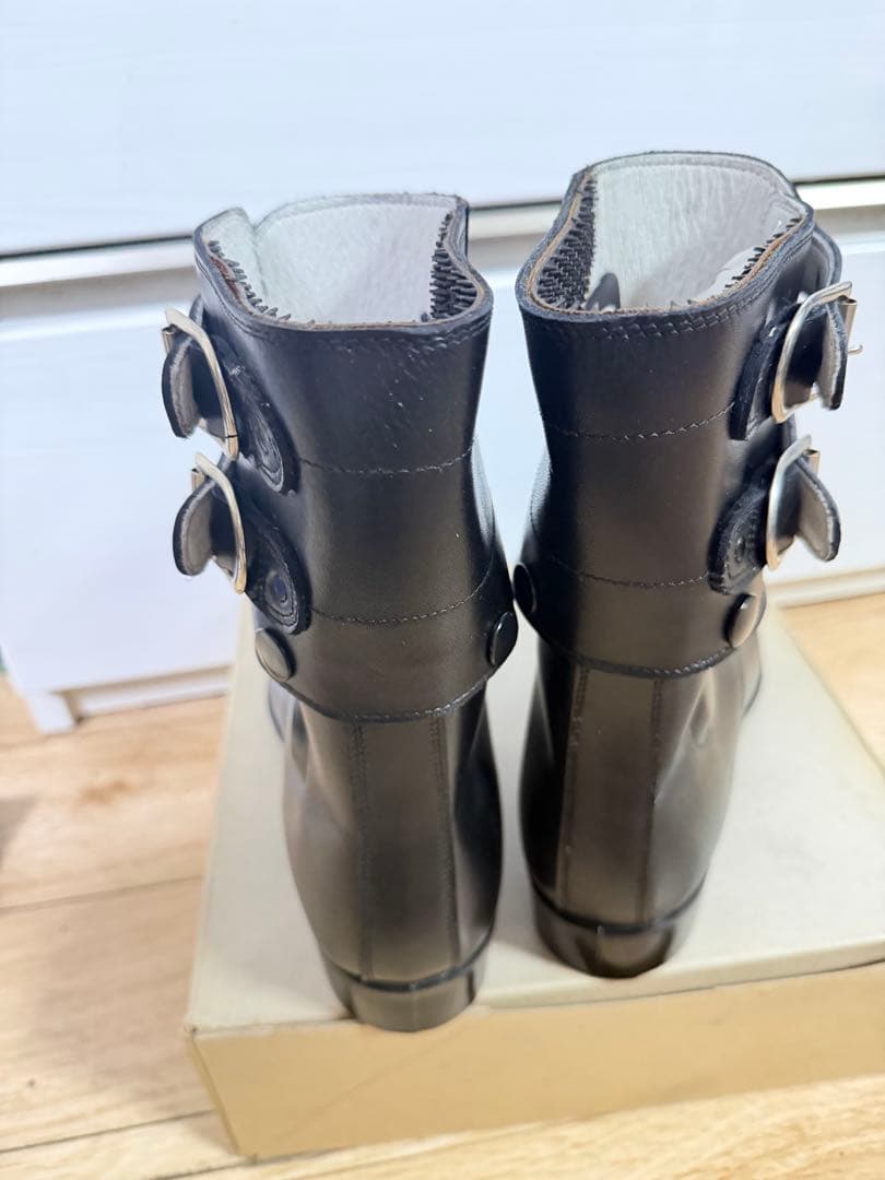 警察隊使用 編み上げブーツ 予備品 未使用 本革 25.5cm