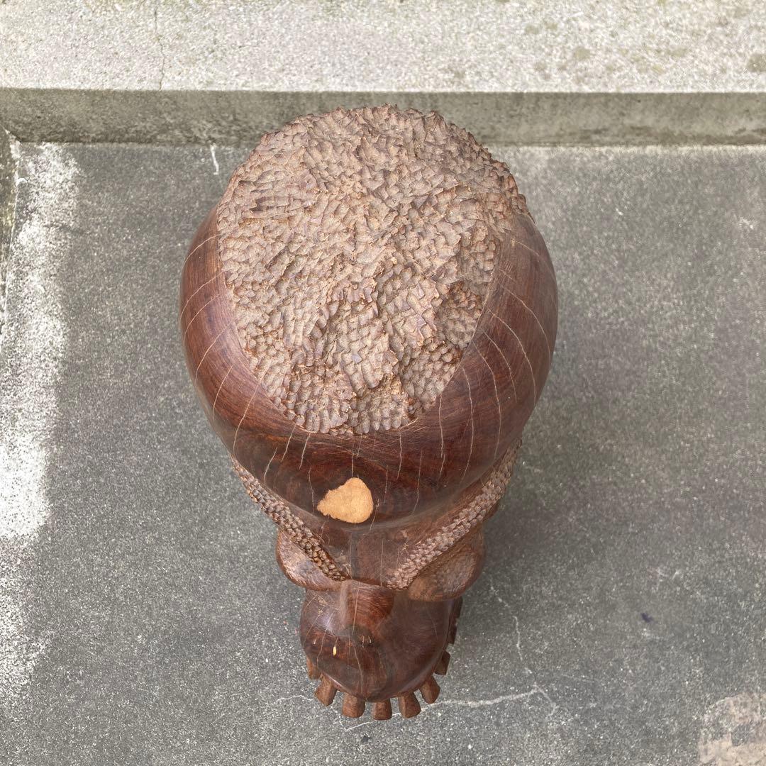 木製彫刻 顔のオブジェ