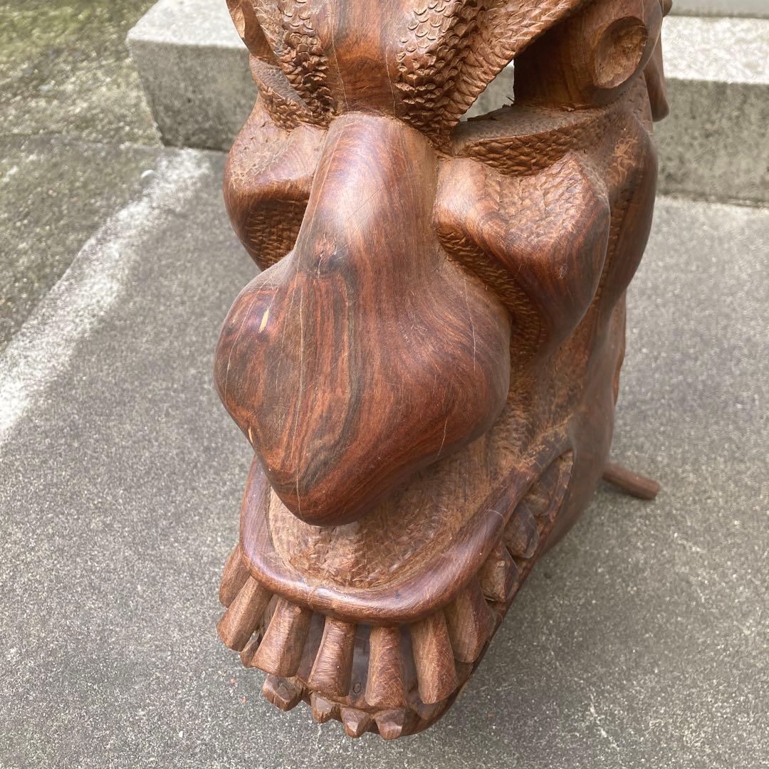 木製彫刻 顔のオブジェ