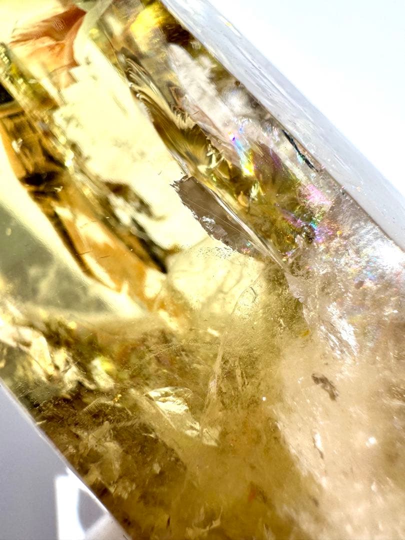 高品質 高透明 虹入り シトリン 黄水晶 六角柱