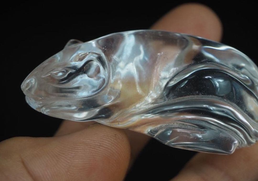 送料無料　時代物　天然水晶製鼠　縁起物　6×4×2.5ｃｍ　重70ｇ　本物保証