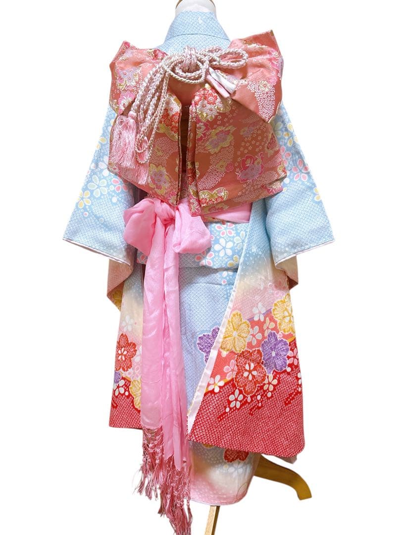 本格正絹♡水色×ピンク♡七五三　7歳　女の子　フルセット　一式