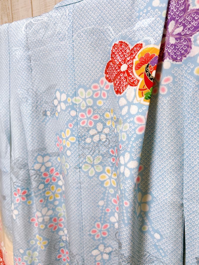 本格正絹♡水色×ピンク♡七五三　7歳　女の子　フルセット　一式