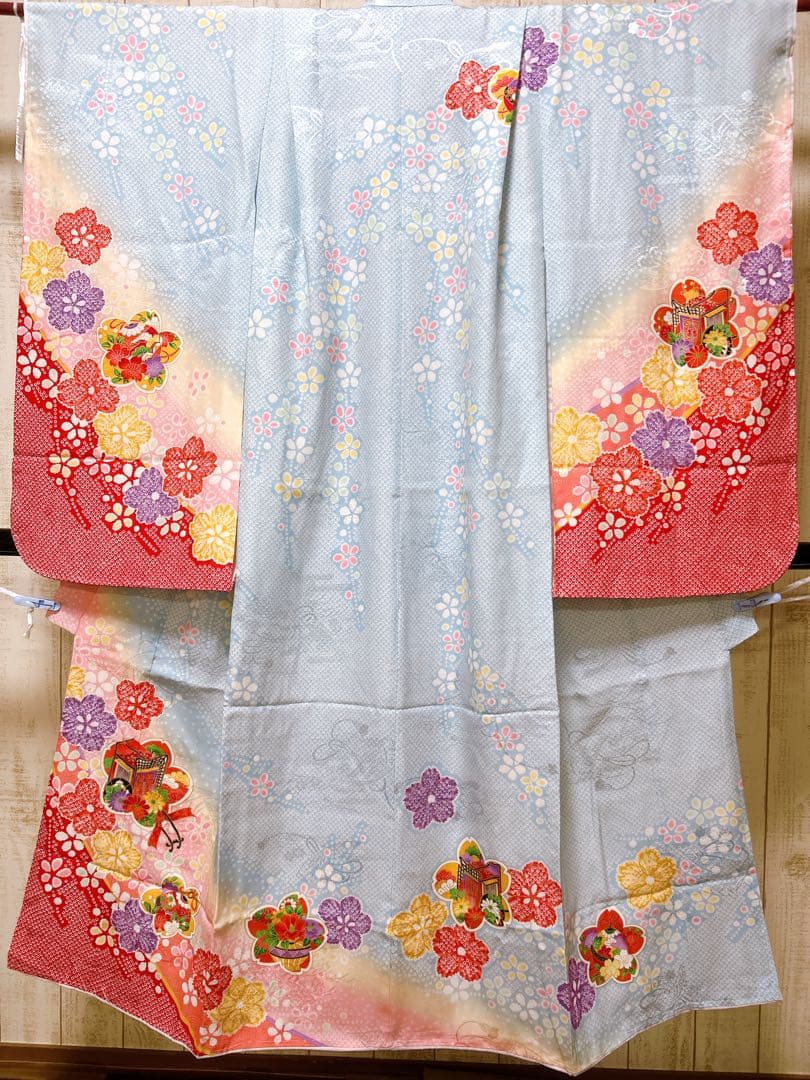 本格正絹♡水色×ピンク♡七五三　7歳　女の子　フルセット　一式