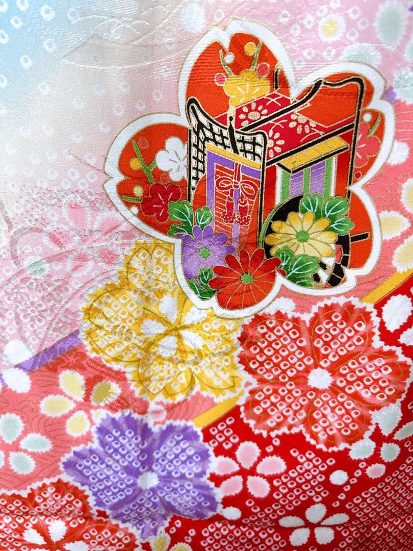 本格正絹♡水色×ピンク♡七五三　7歳　女の子　フルセット　一式