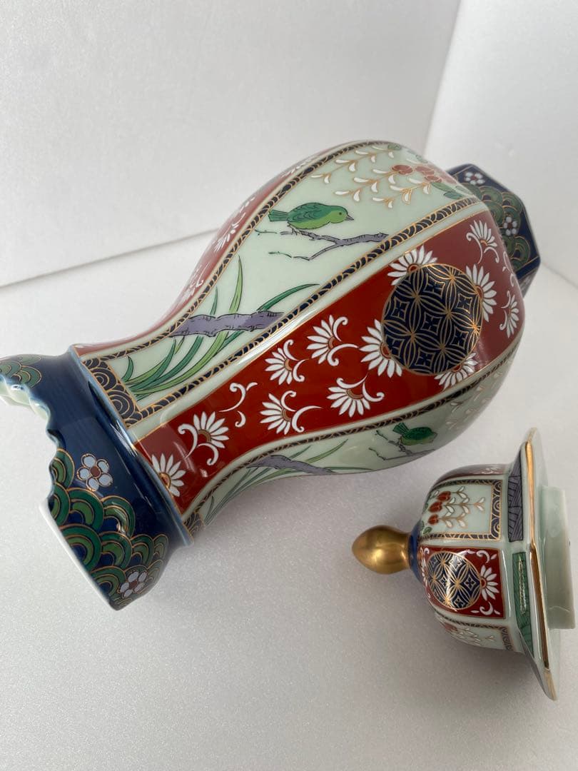 新品同様◇未峰窯 古伊万里 色絵金彩 金襴手様式 沈降壺 將軍