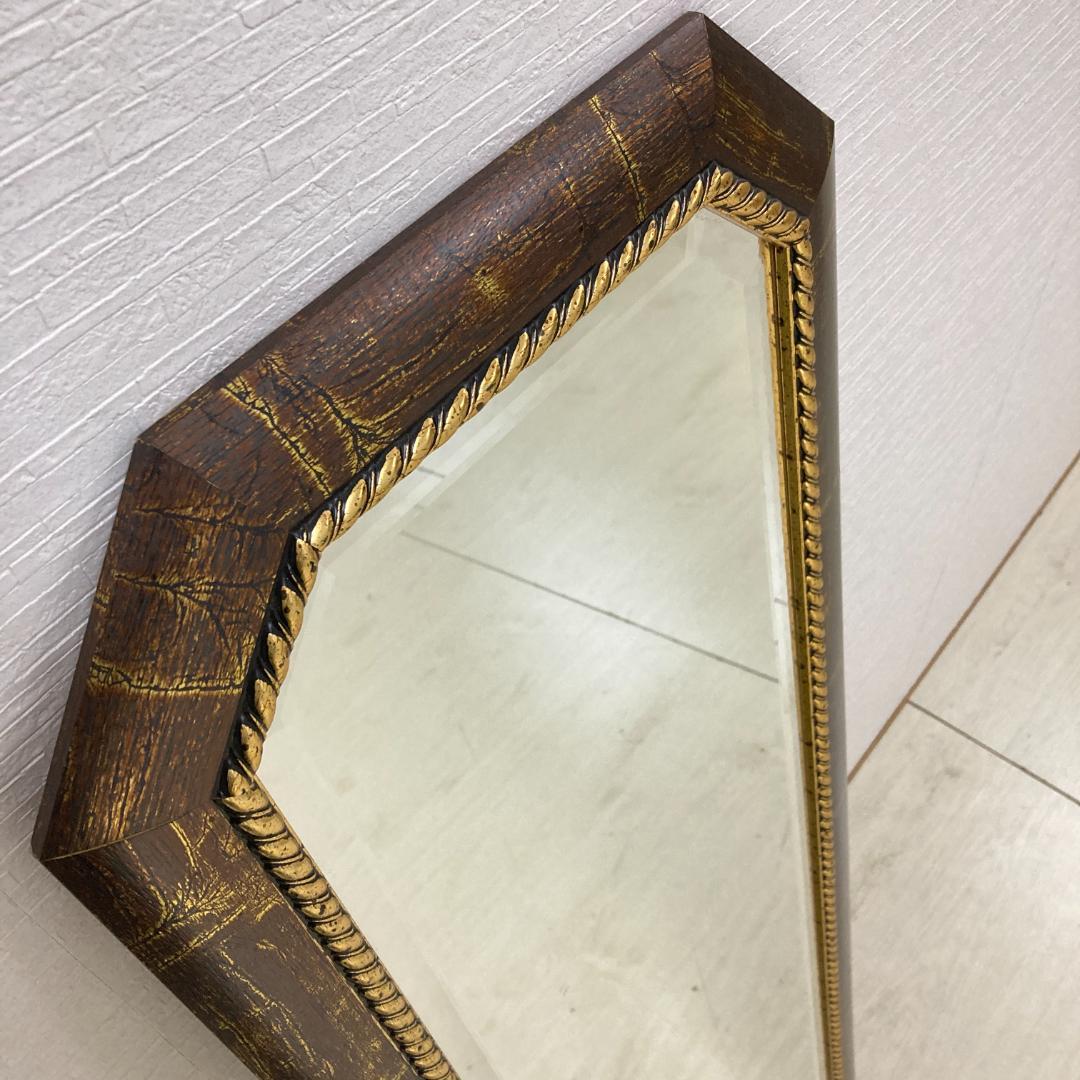 イタリア製　アンティーク調　ウォールミラー　壁掛け鏡　姿見