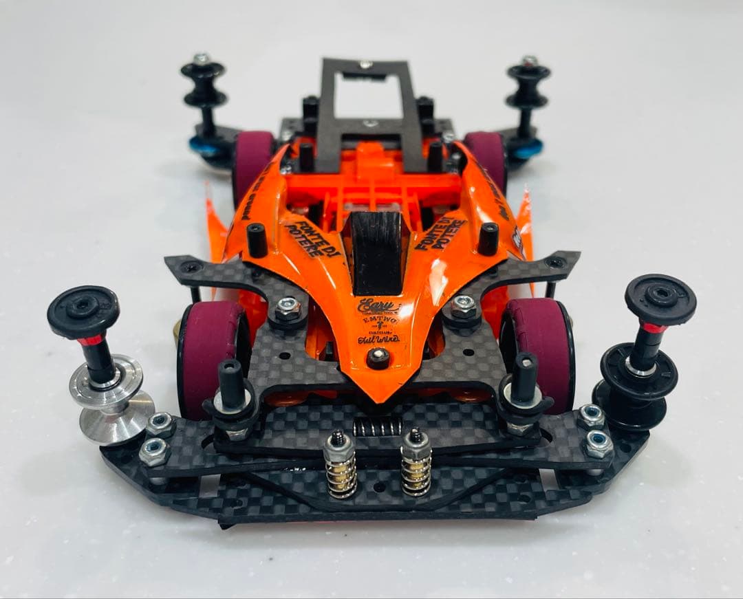 ミニ四駆　MSスギヤマ式フレキ　V字カット鳥居残し　２軸ATスラダン　１軸アンカ