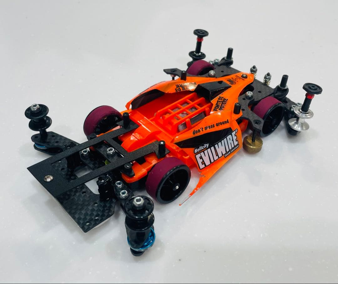 ミニ四駆　MSスギヤマ式フレキ　V字カット鳥居残し　２軸ATスラダン　１軸アンカ