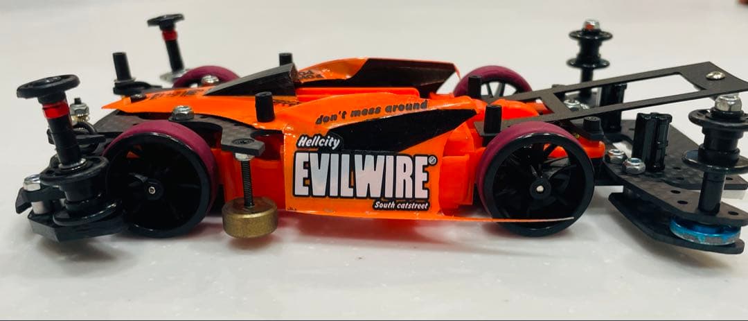 ミニ四駆　MSスギヤマ式フレキ　V字カット鳥居残し　２軸ATスラダン　１軸アンカ