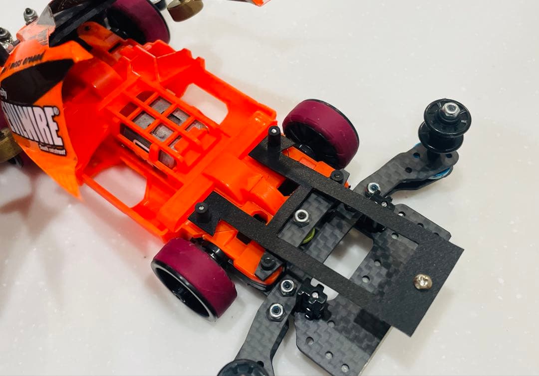 ミニ四駆　MSスギヤマ式フレキ　V字カット鳥居残し　２軸ATスラダン　１軸アンカ