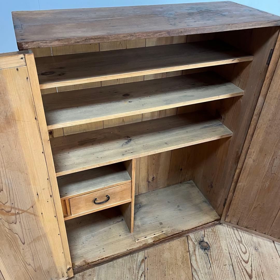 アンティーク 木製 チェスト 棚 食器棚 本棚 無垢材 カウンター