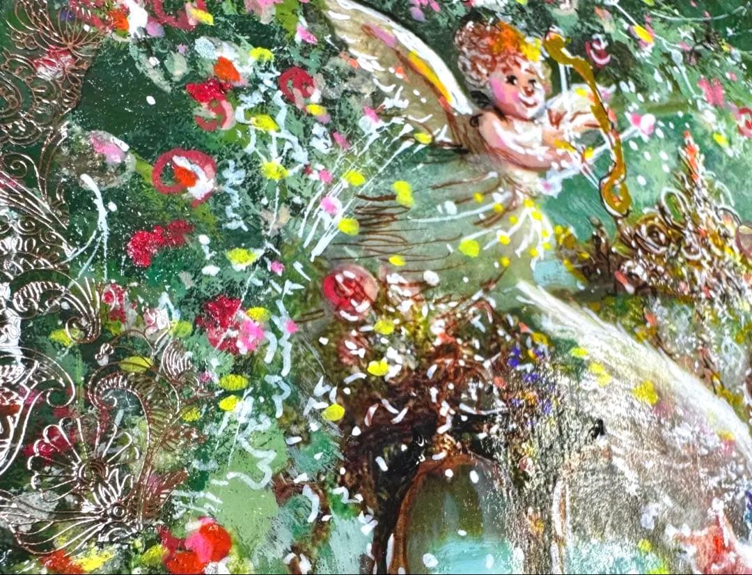 絵画原画　《Spiritual Cupids》　キラキラ溢れるバレンタイン