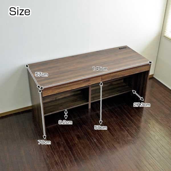 《新品・送料無料》パソコンデスク ウォールナットブラウン 145cm幅