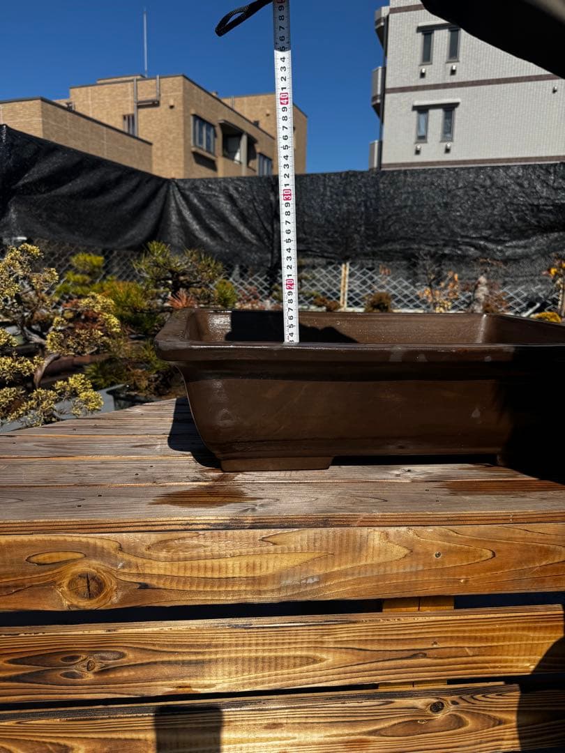 陶器製 深型盆栽鉢 ブラウン 22号