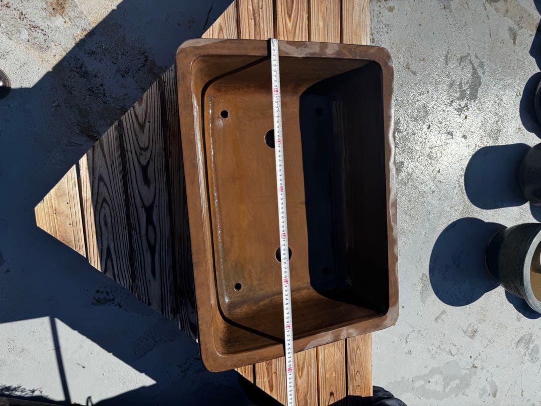 陶器製 深型盆栽鉢 ブラウン 22号