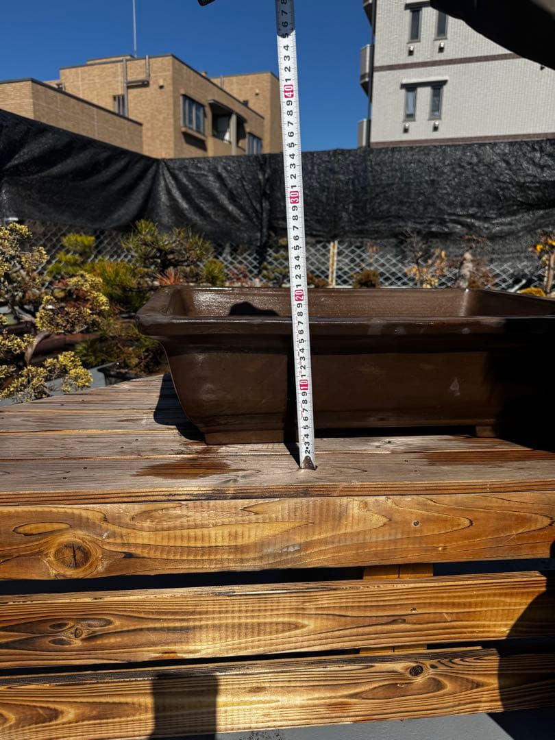 陶器製 深型盆栽鉢 ブラウン 22号