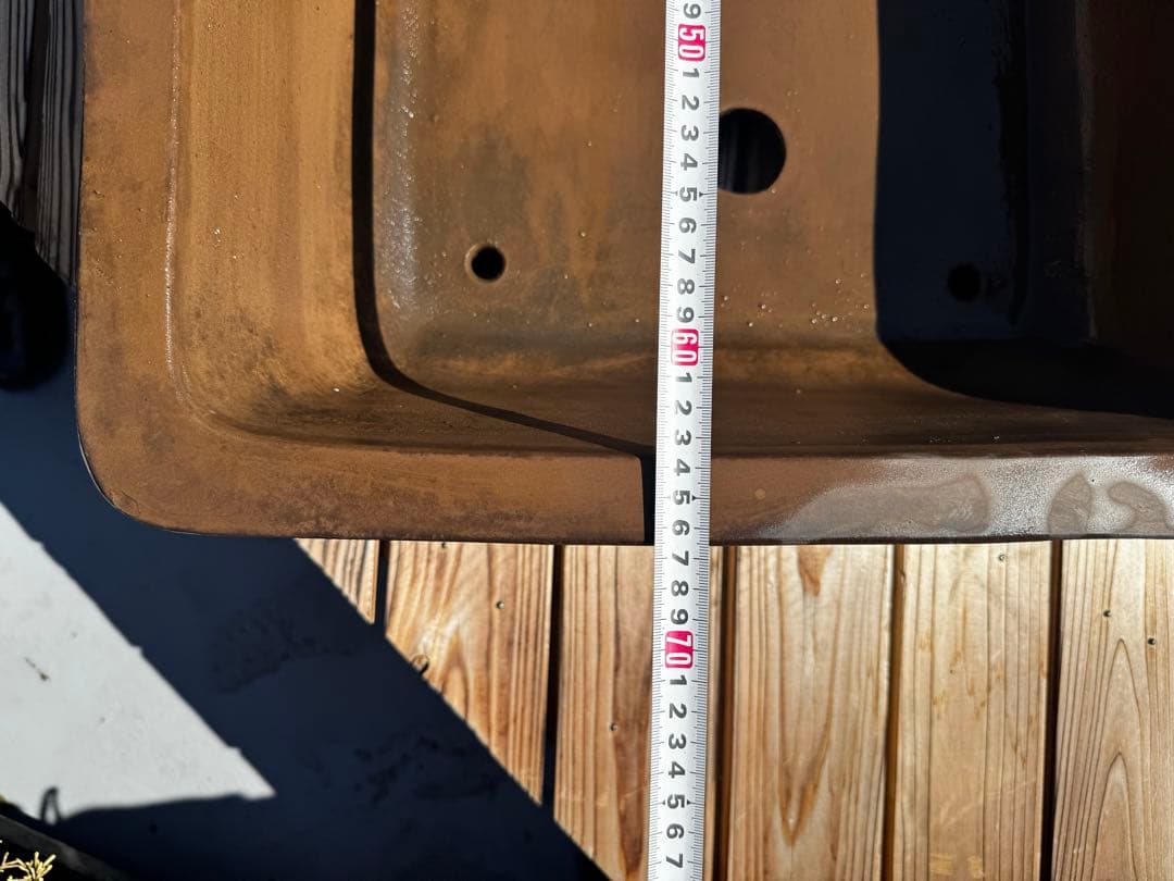 陶器製 深型盆栽鉢 ブラウン 22号