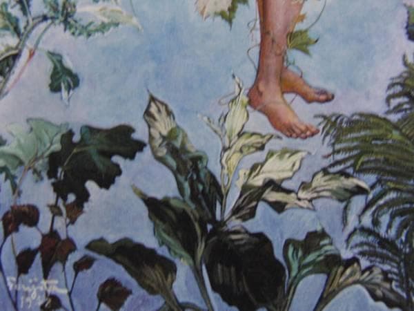 藤田嗣治、【植物のなかの裸婦】、希少画集画、新品高級額・額装付