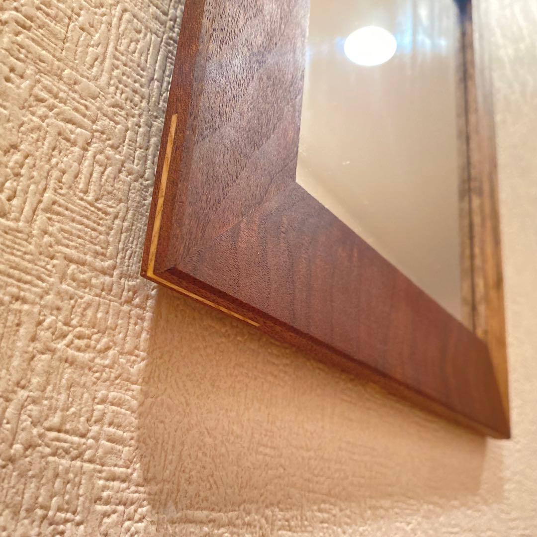 アンティーク　壁掛けミラー　鏡　木製フレーム　sakuのハンドメイド作品　A