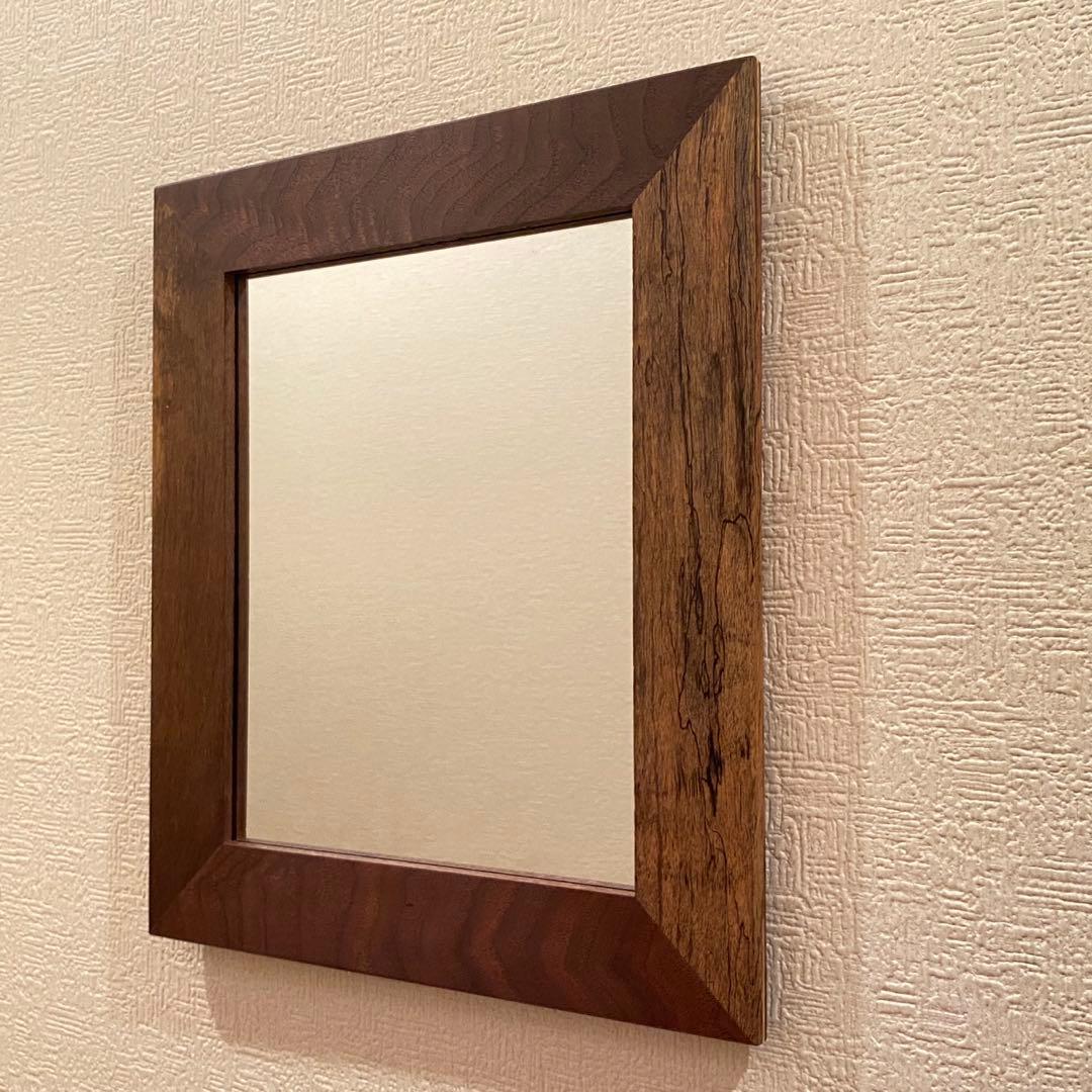 アンティーク　壁掛けミラー　鏡　木製フレーム　sakuのハンドメイド作品　A