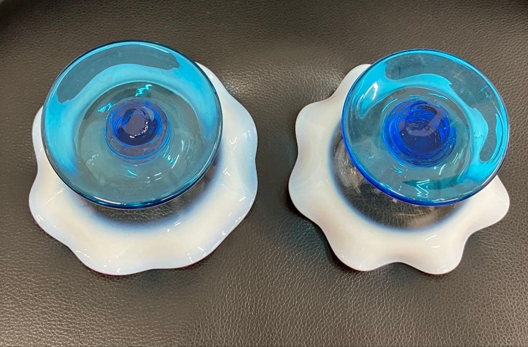 訳あり 希少 大正モダン 氷コップ 和ガラス 三色 手吹き ガラス 乳白