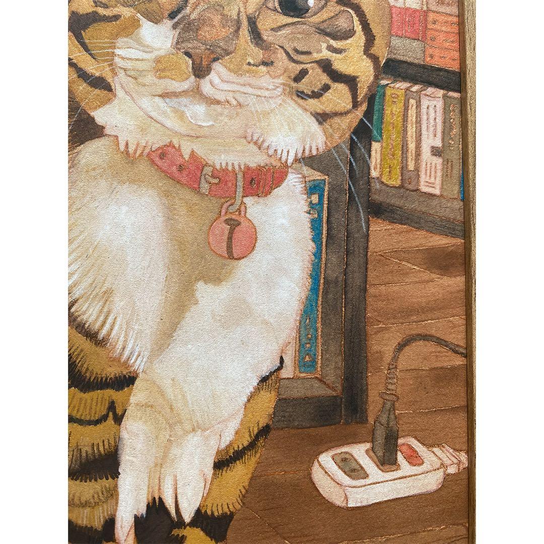 《送料無料》原画「書斎の猫」猫イラスト