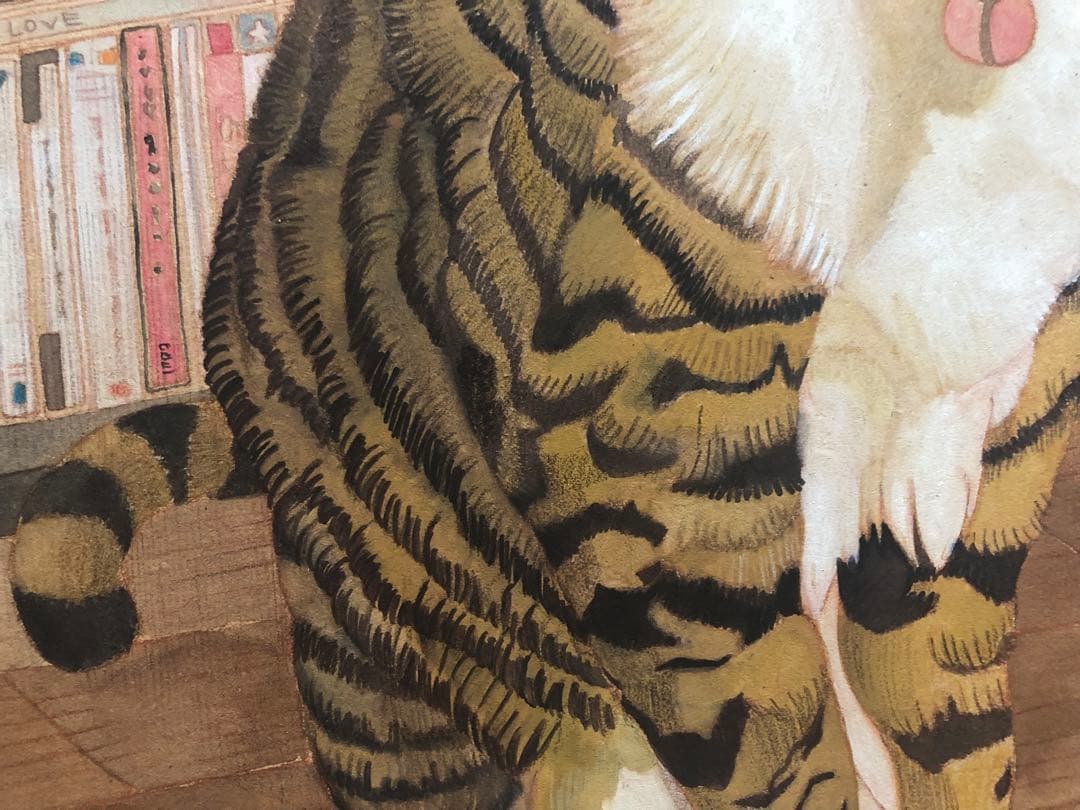 《送料無料》原画「書斎の猫」猫イラスト