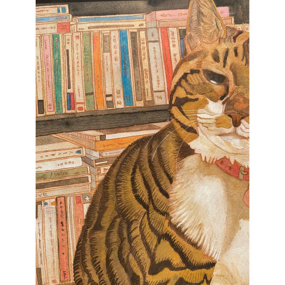 《送料無料》原画「書斎の猫」猫イラスト