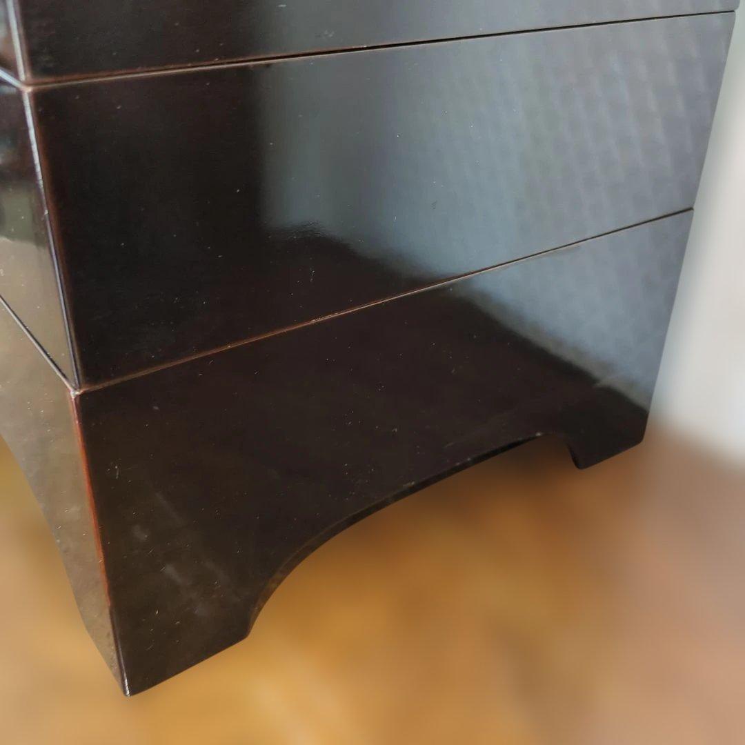 骨董　重箱　螺鈿　三段重　木製　漆器　正月　おせち　木箱
