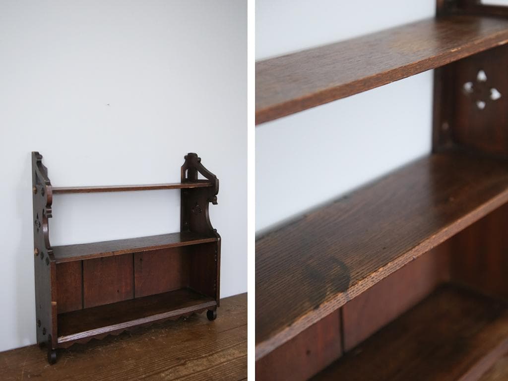 英国アンティーク木製ウォールシェルフ/飾り棚/キャビネット/ラック(89-212