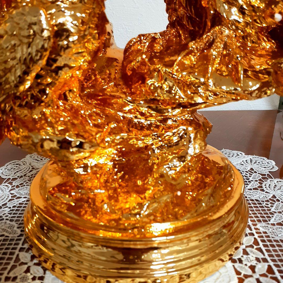 輸入雑貨　開運　金運　『ふくろうの不苦労な親子』　金色　ゴールドコーティング