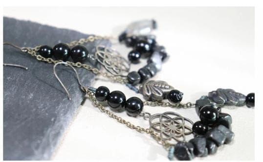 ピアス シルバー 天然石 フラワーオブライフ 大人ナチュラル