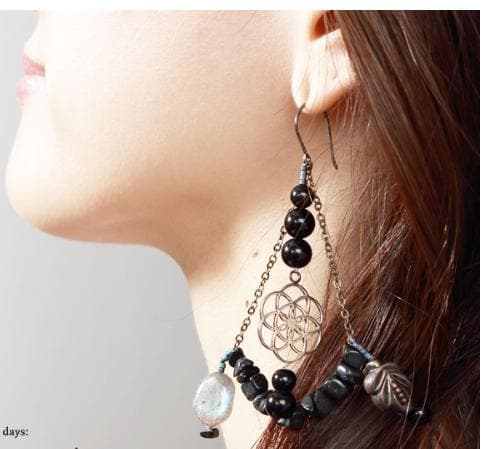 ピアス シルバー 天然石 フラワーオブライフ 大人ナチュラル