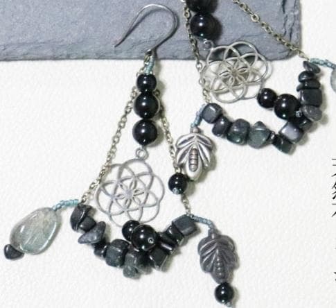 ピアス シルバー 天然石 フラワーオブライフ 大人ナチュラル