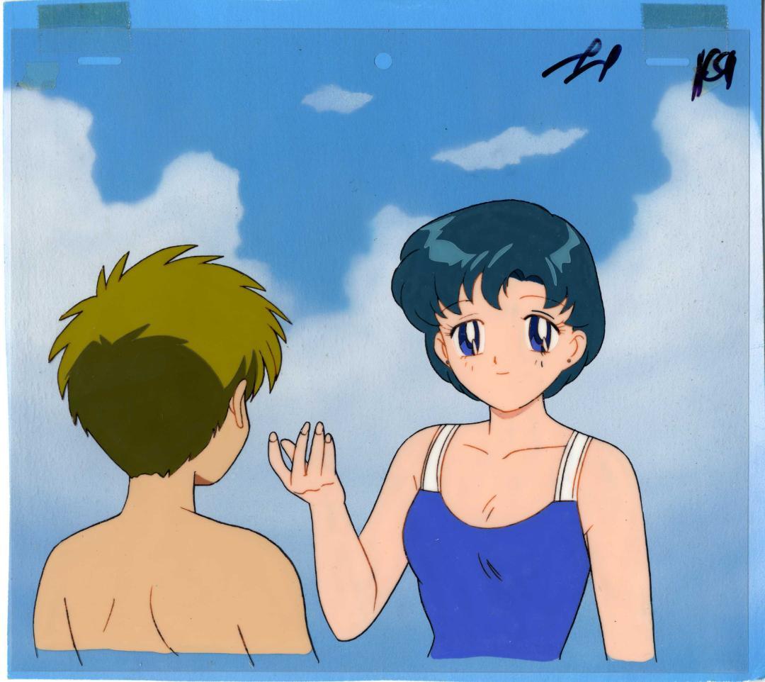 美少女戦士セーラームーン 水着亜美 セル画　手書き背景