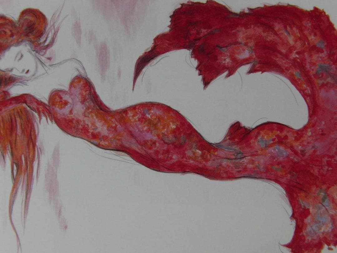 天野喜孝、ノイシュとディアドラ、希少な額装用画集画、新品高級額装付