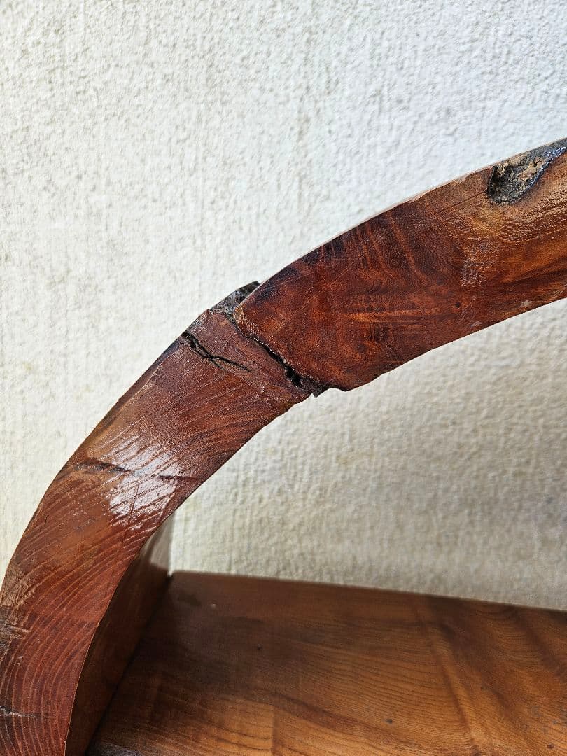 欅の飾り棚 木製 無垢 シェルフ オープンラック 丸型 和室 古民家 和モダン