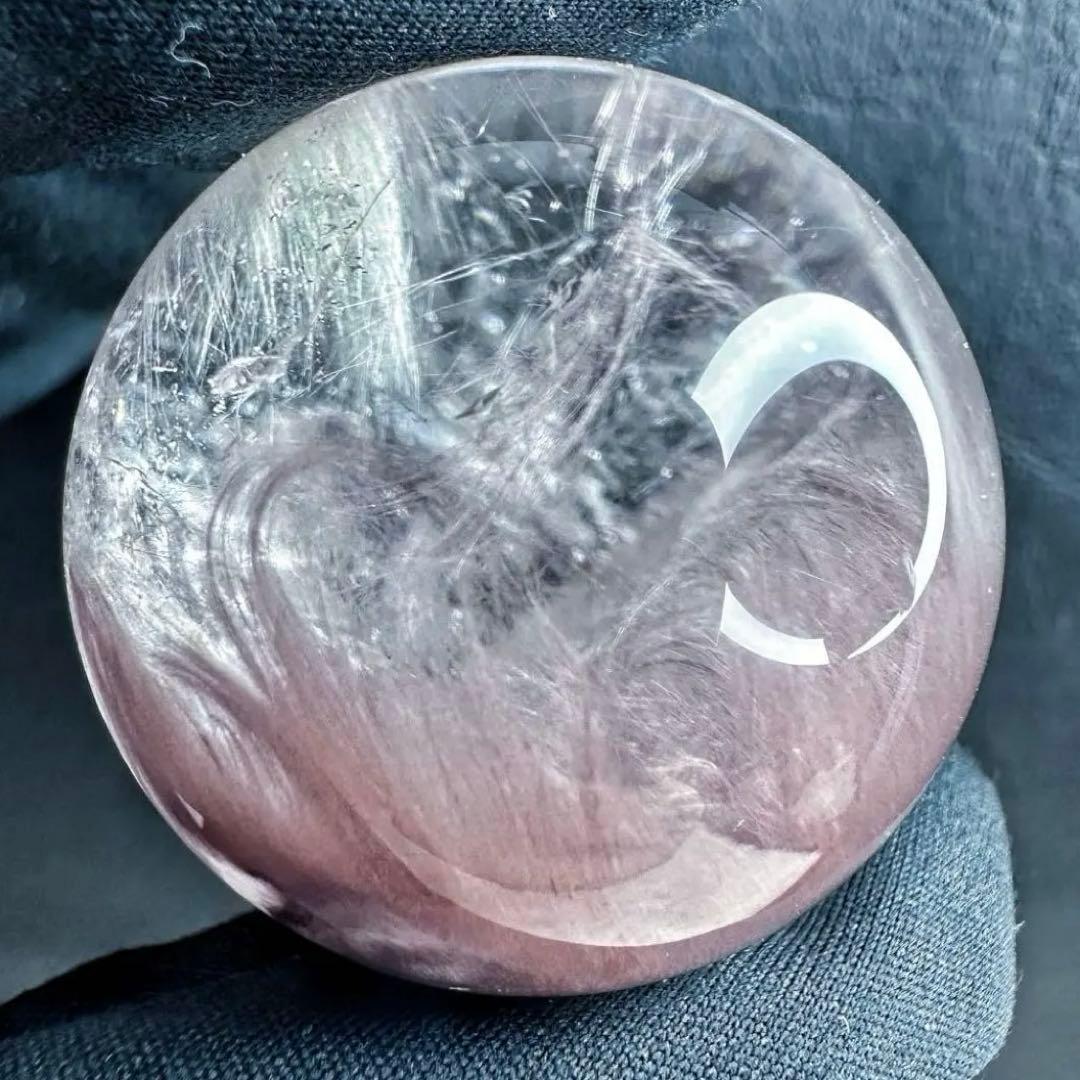 極上別格品❗️超美品♡レインボー☆ピンクサゲニティックインクォーツ丸玉A1295