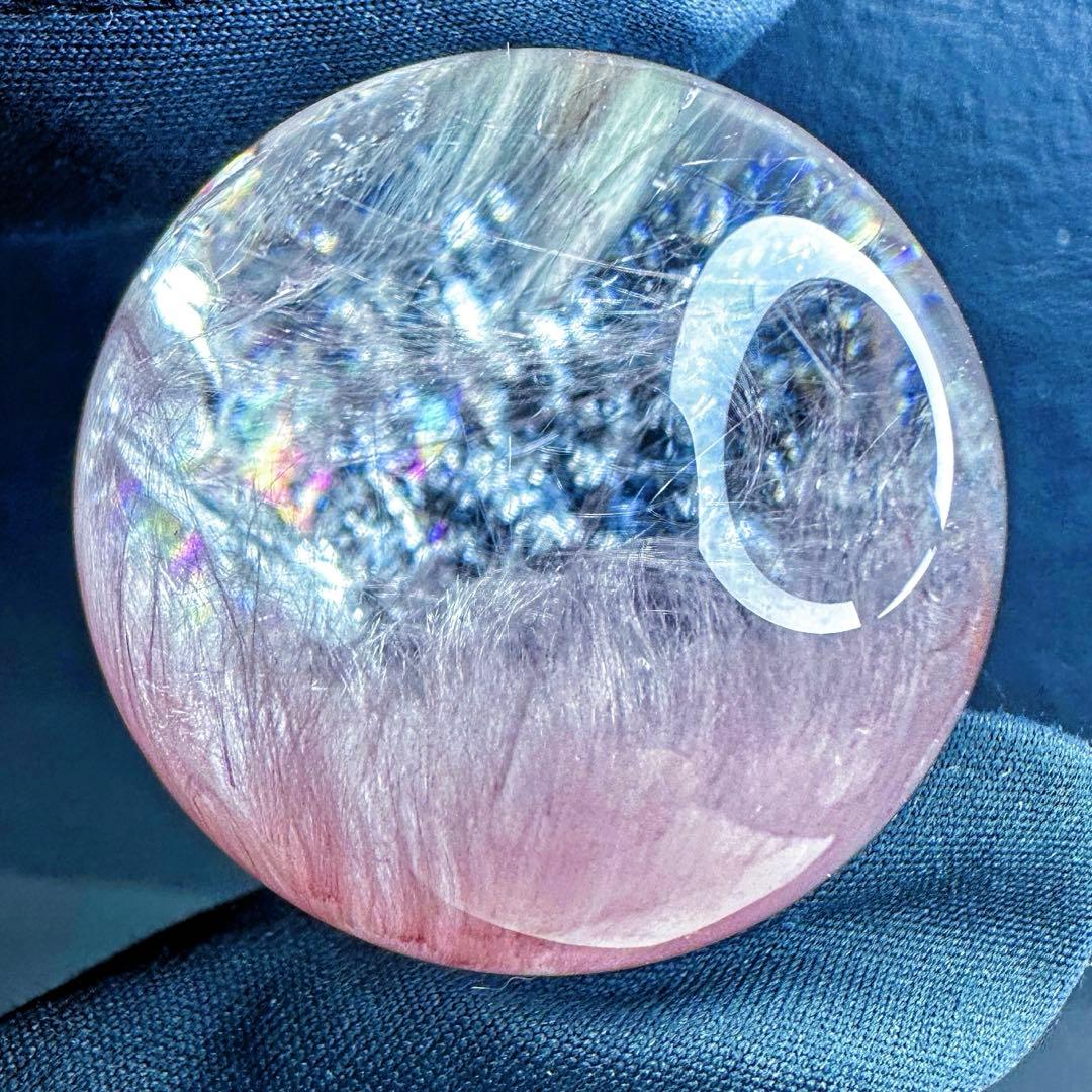 極上別格品❗️超美品♡レインボー☆ピンクサゲニティックインクォーツ丸玉A1295